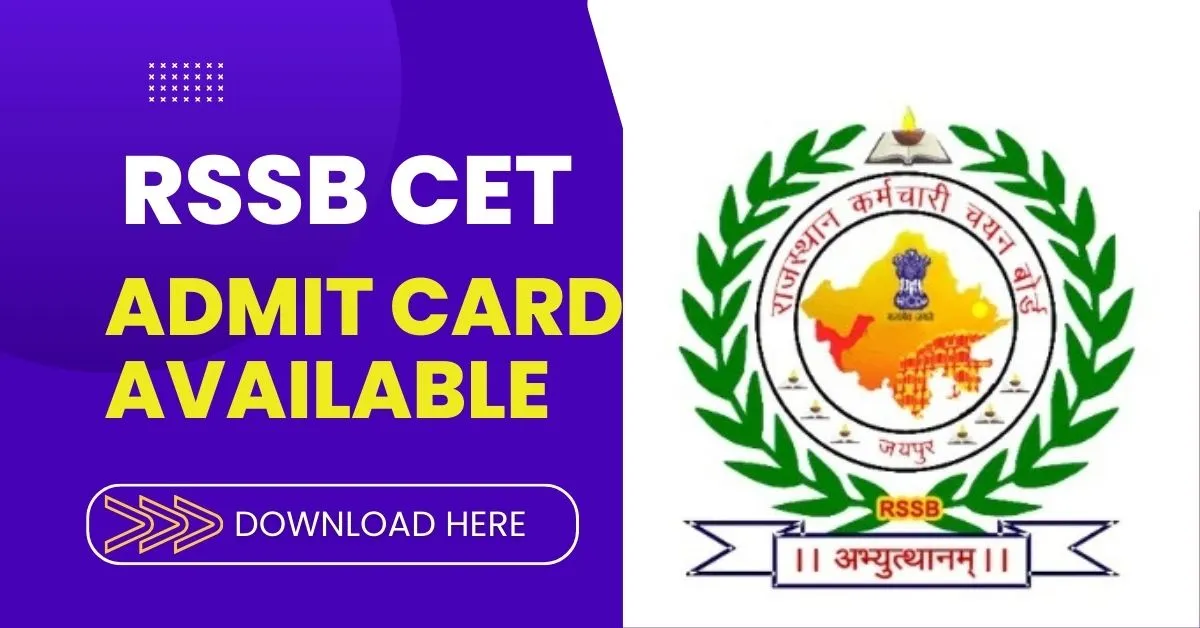 Rajasthan CET 12th Level Admit Card 2024