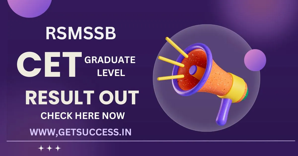 RSMSSB CET Graduation Level Result 2025